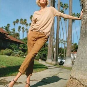 Anthropologie The Wanderer Linen Blend Golden Brown Pants Cargo Utility